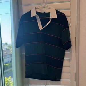 Uniqlo Polo - green, blue with pink stripes